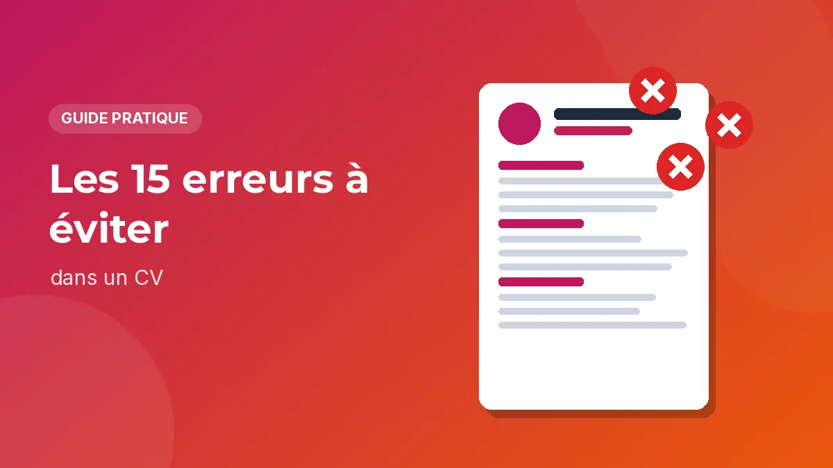 Illustration d’un CV annoté avec des erreurs entourées en rouge et des corrections