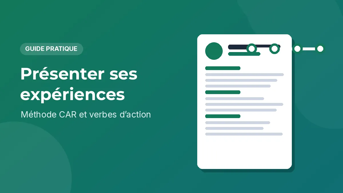 Rubrique expériences professionnelles d’un CV avec dates, entreprises et missions à puces