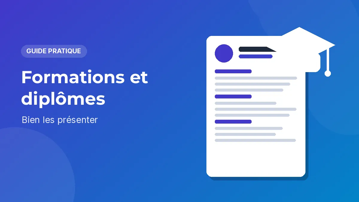 Rubrique formation d’un CV avec diplômes, établissements et années