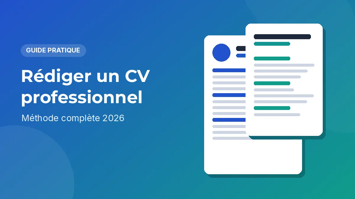 Illustration d’un CV professionnel structuré avec en-tête, profil, expériences et compétences